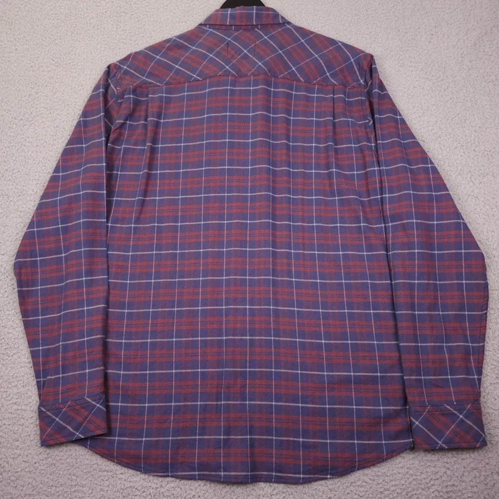 Rails Reid Button Down Shirt Mens Large Blue Red Plaid Melange Flannel NEW